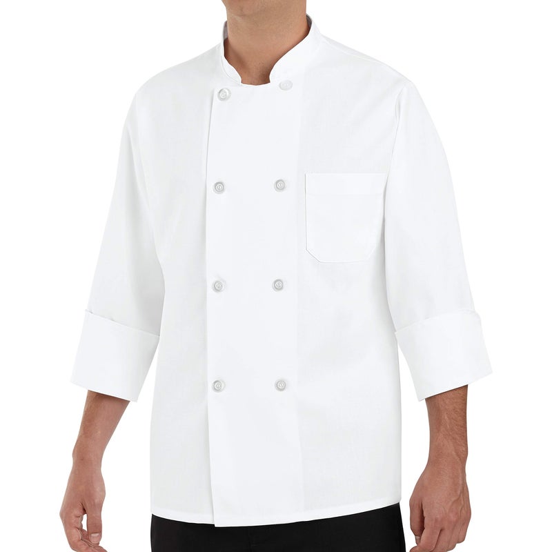Chef Designs mens Eight Pearl Button Coat chefs jackets, White, Large US - Image 1